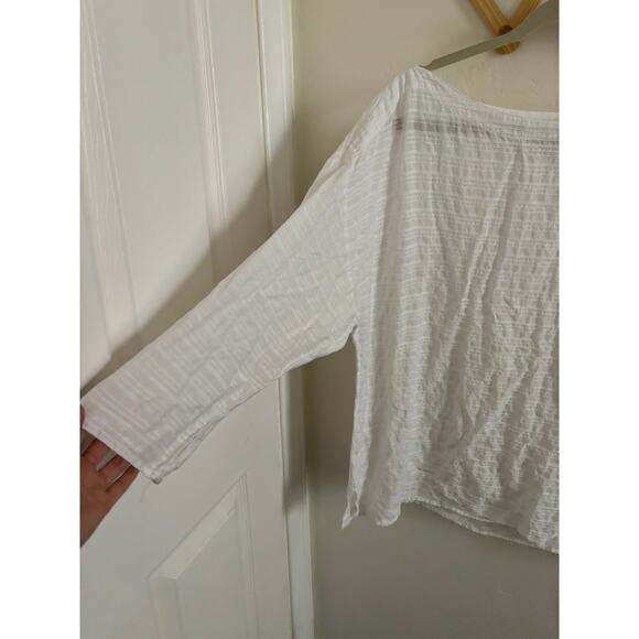 Ann Taylor Loft Top Women's XL White Striped Sheer Tunic Blouse - Picture 4 of 7